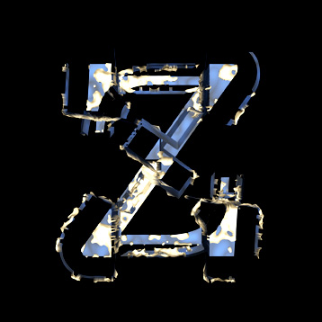 blue spatter Z letter