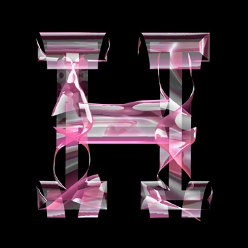 pink glass H letter