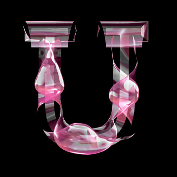 pink glass U letter
